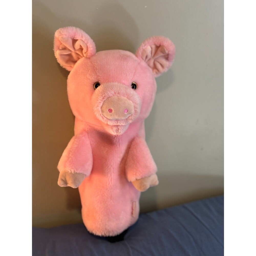 Daphne Plush Hand Puppet Pink Pig Fleece Lined Farm Animal Pretend